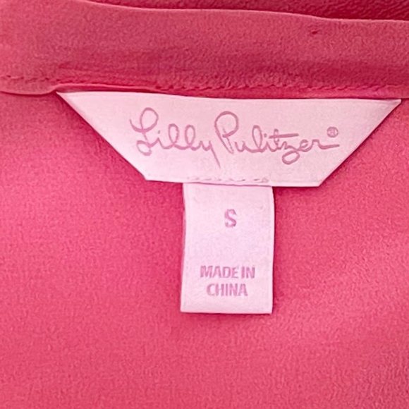 Lilly Pulizer Small Pink Racerback Spaghetti Strap V Neck Silk Tank - Picture 5 of 7